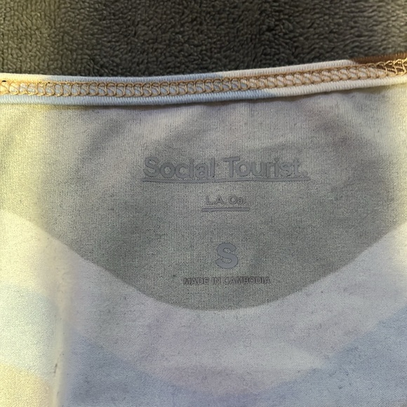 Striped U-cut Crop Top Flared Arms - Picture 2 of 3